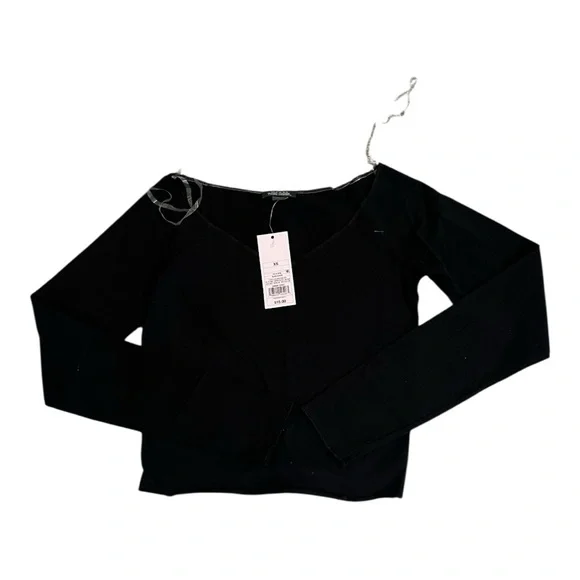 NWT Wild Fable Long Sleeve Black Cropped Top Size XS - Picture 2 of 8